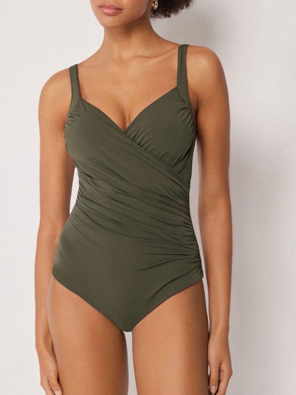 calzedonia Slimming One-Piece Swimsuit Elegant Draping - Dark green/Size S - NWT